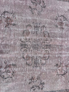 5.5x8.5 Ft Tappeto vintage fatto a mano di design cinese Art Deco sovratinto in colore marrone