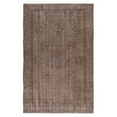 5.5x8.5 Ft Tappeto vintage fatto a mano di design cinese Art Deco sovratinto in colore marrone