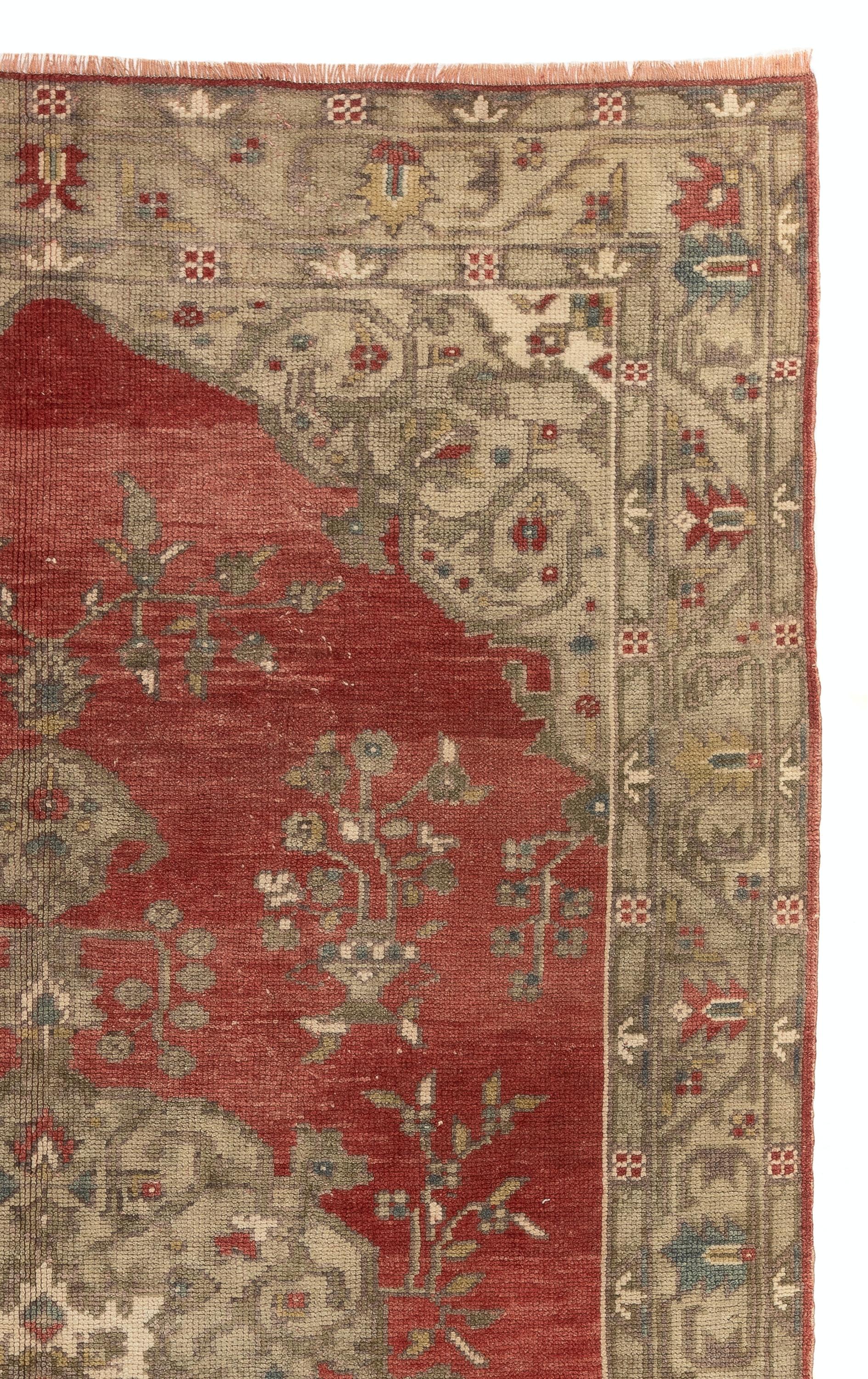 Oushak 5.5x8.6 Ft Antique Turkish Bergama Rug, circa 1920, One-of-a-kind Carpet For Sale