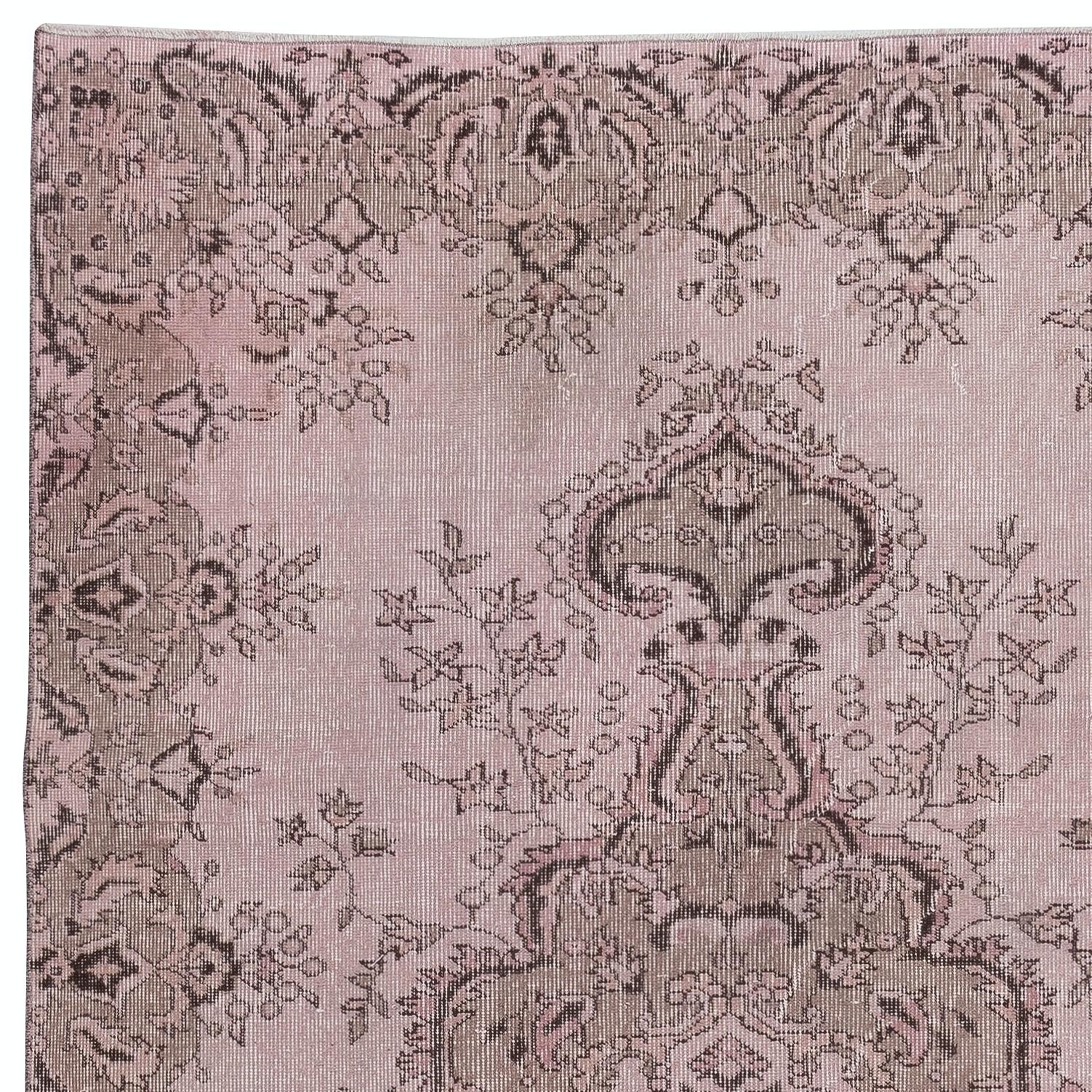5.5x8.6 Ft Contemporary Hand-geknotet türkischen Bereich Teppich in Soft Pink Farbe (Türkisch) im Angebot