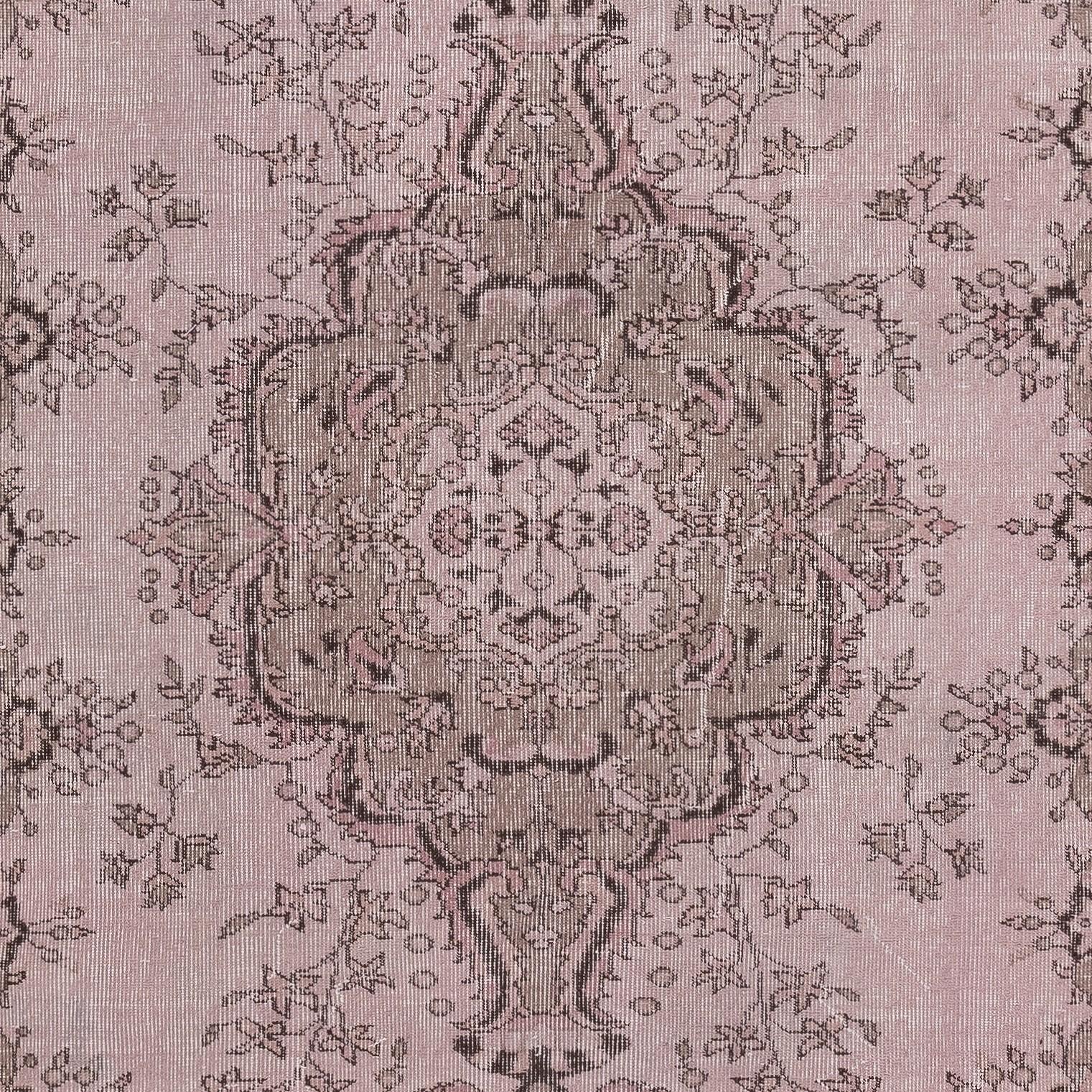 5.5x8.6 Ft Contemporary Hand-geknotet türkischen Bereich Teppich in Soft Pink Farbe (Handgeknüpft) im Angebot