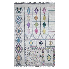 5'5 "x8'6" White Moroccan Weave Geometric Design Hand Knotsted Wool Oriental Rug (Tapis d'Orient en laine nouée à la main)
