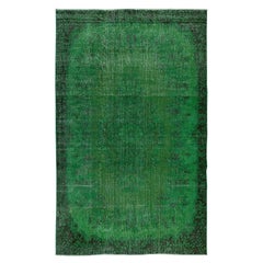 Handgefertigter grüner Wohnteppich mit Blumenmedaillon-Design, 5,5x8.7 m