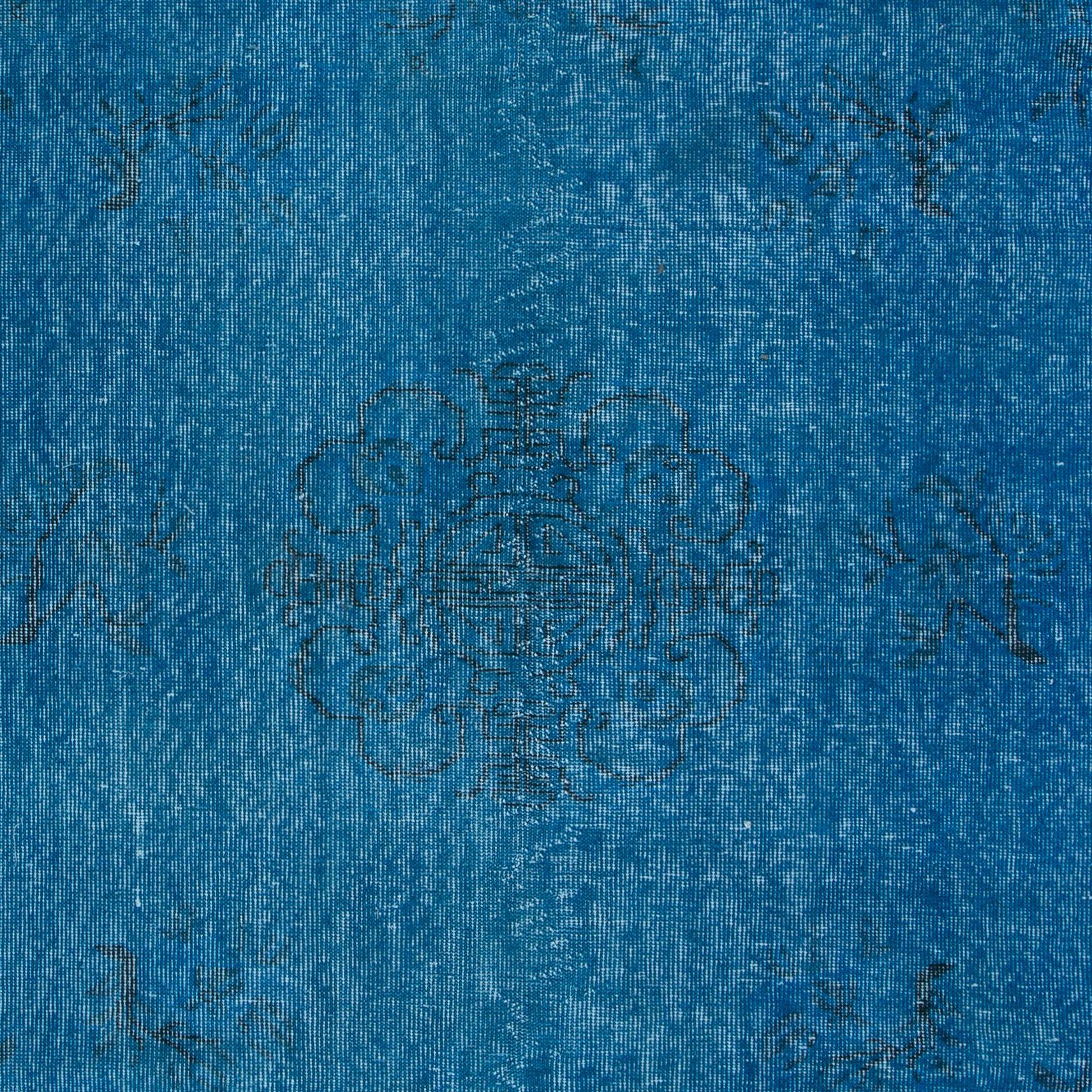 5.5x8.8 Ft Chinesisch Art Deco inspiriert handgefertigten blauen Teppich für moderne Interieurs (Art déco) im Angebot