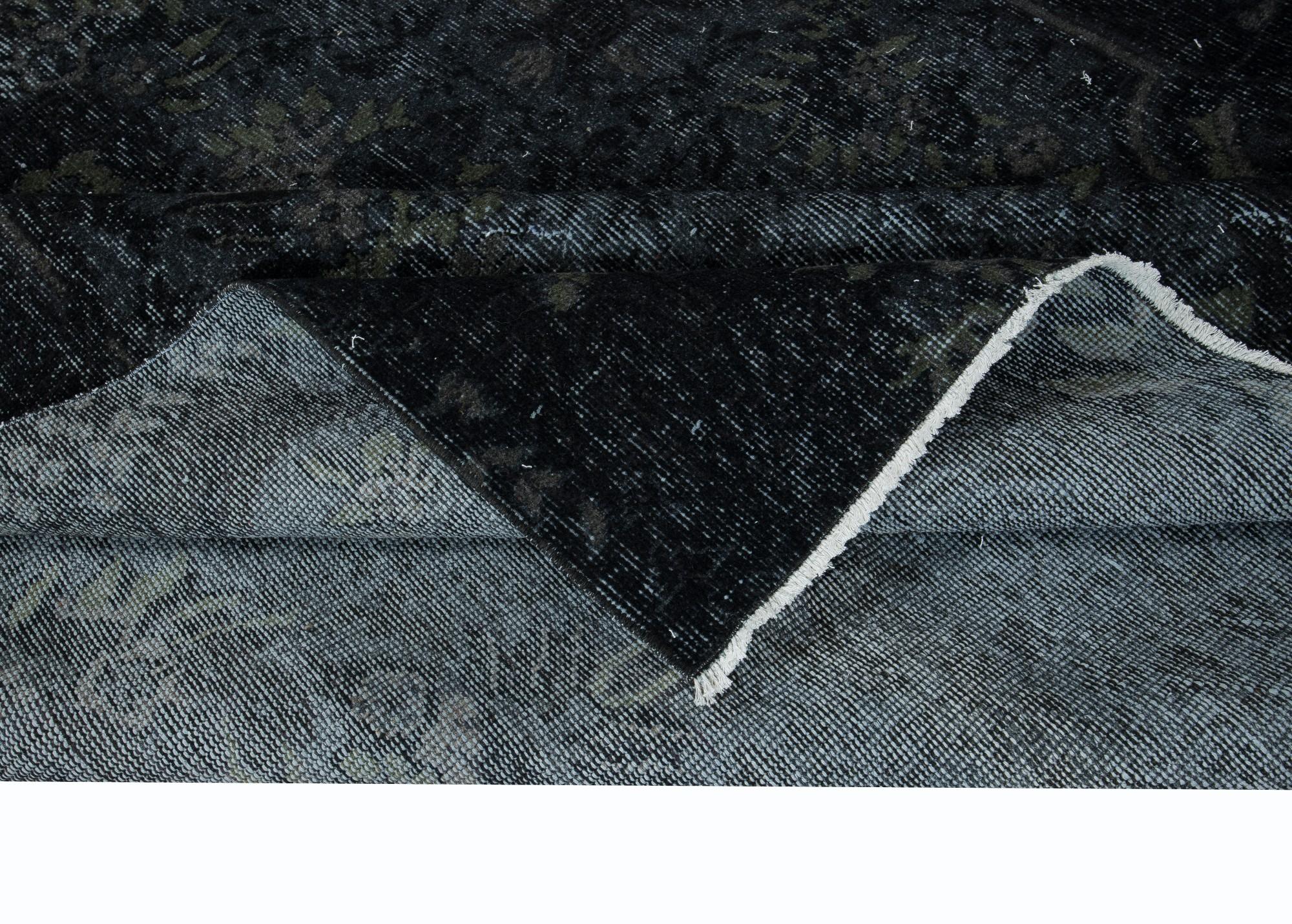 5.5x8.8 Ft Home Decor Teppich in Grau & Schwarz, Moderner handgefertigter türkischer Teppich (Türkisch) im Angebot