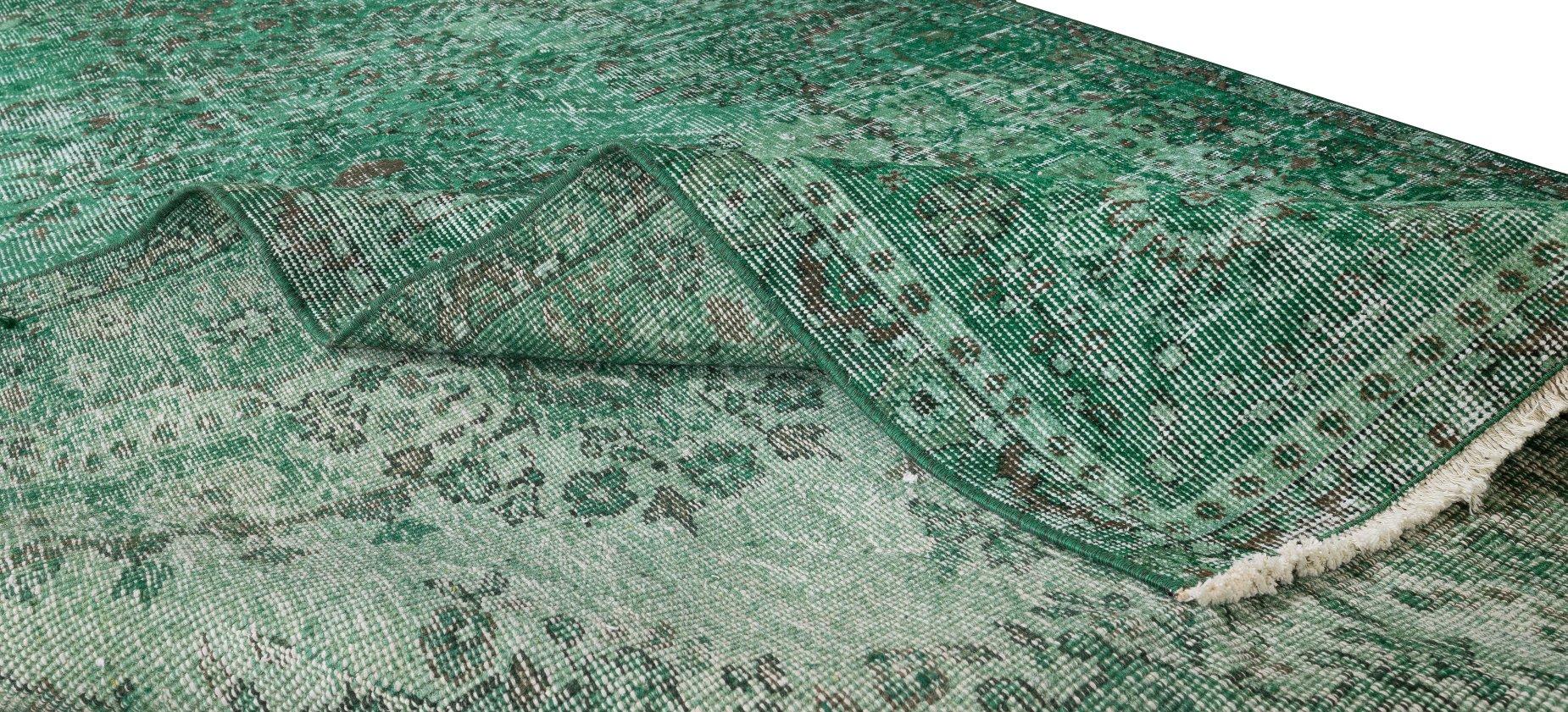 Hand-Knotted Green Handmade 1960s Turkish Living Room Rug, Great 4 Modern Interior For Sale