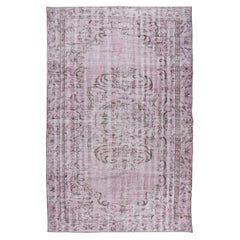 5.5x9 Ft 1960
s Handmade Anatolian Rug Over-Dyed in Pink for Modern Interiors