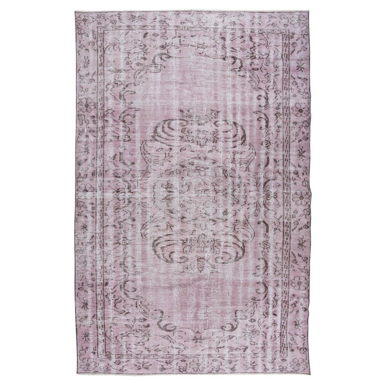 5.5x9 Ft 1960's Handmade Anatolian Rug Over-Dyed in Pink for Modern ...