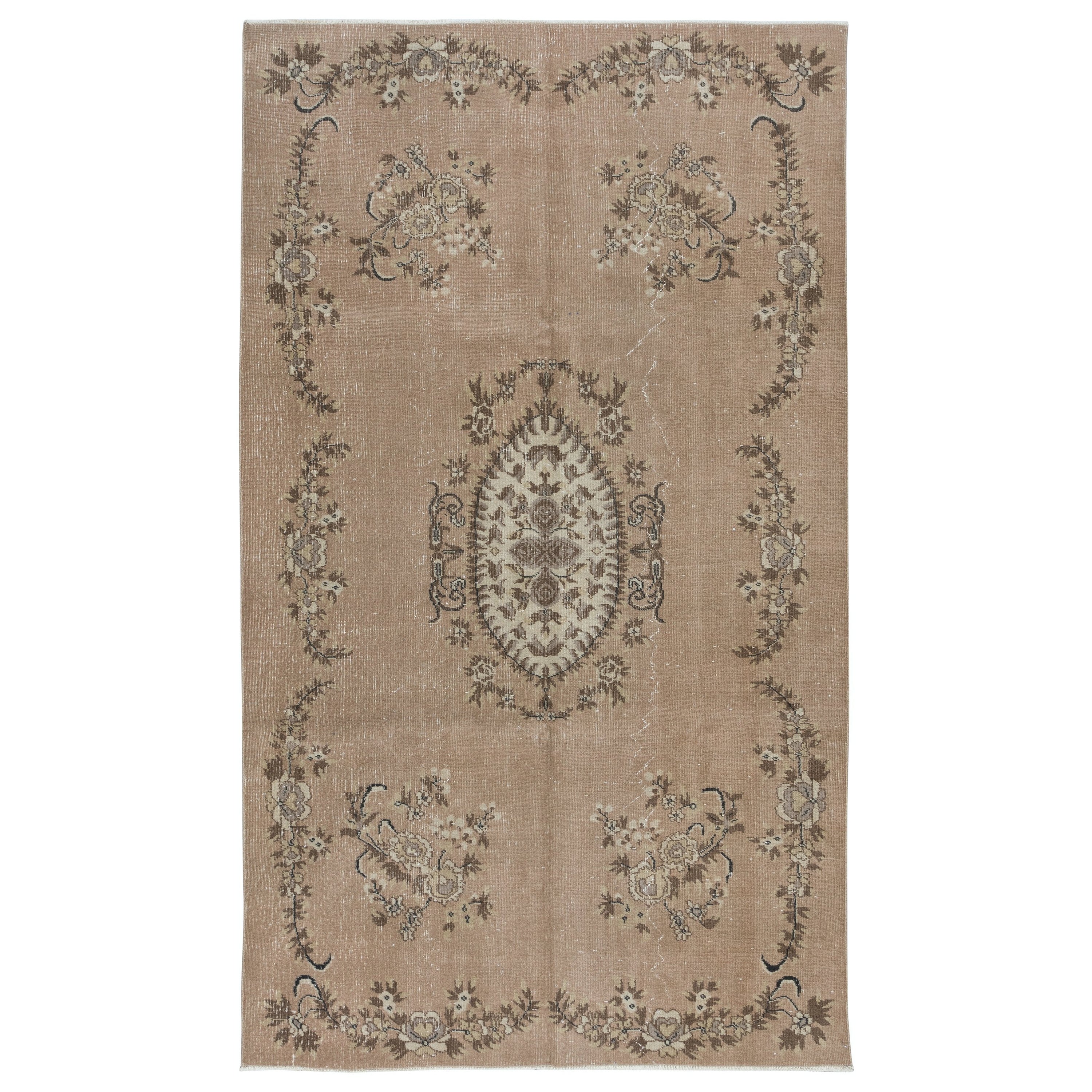Französischer 5.5x9 Ft Aubusson-Teppich, handgefertigter türkischer Teppich für Landhäuser und Rustikale Wohnungen