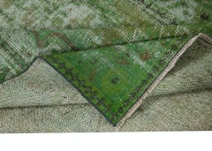 5.5x9 Ft Handmade Turkish Area Rug in Green, Modern Home Decor Carpet