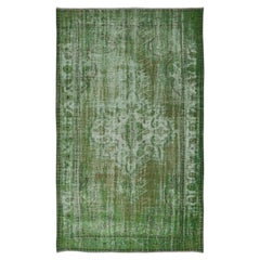Handgefertigter türkischer Teppich in Grün in 5,5x9 Ft in Grün, moderner, moderner Home Decor-Teppich