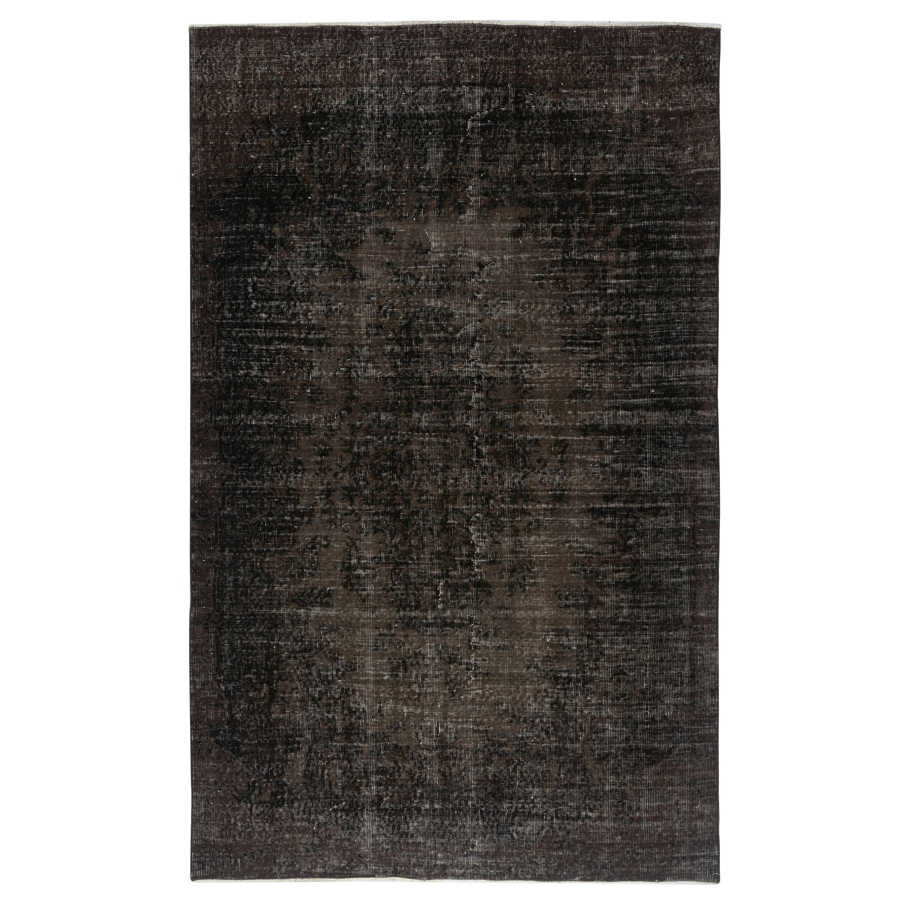 5.5x9 Ft handgefertigter türkischer Teppich. Brauner überfärbter Vintage-Teppich für modernes Zuhause im Angebot