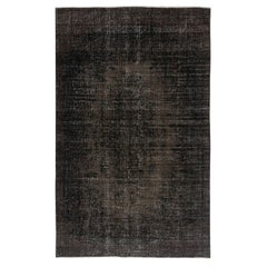 Tappeto per l
area turca fatto a mano 5.5x9 Ft. Tappeto marrone sovratinto vintage per una casa moderna