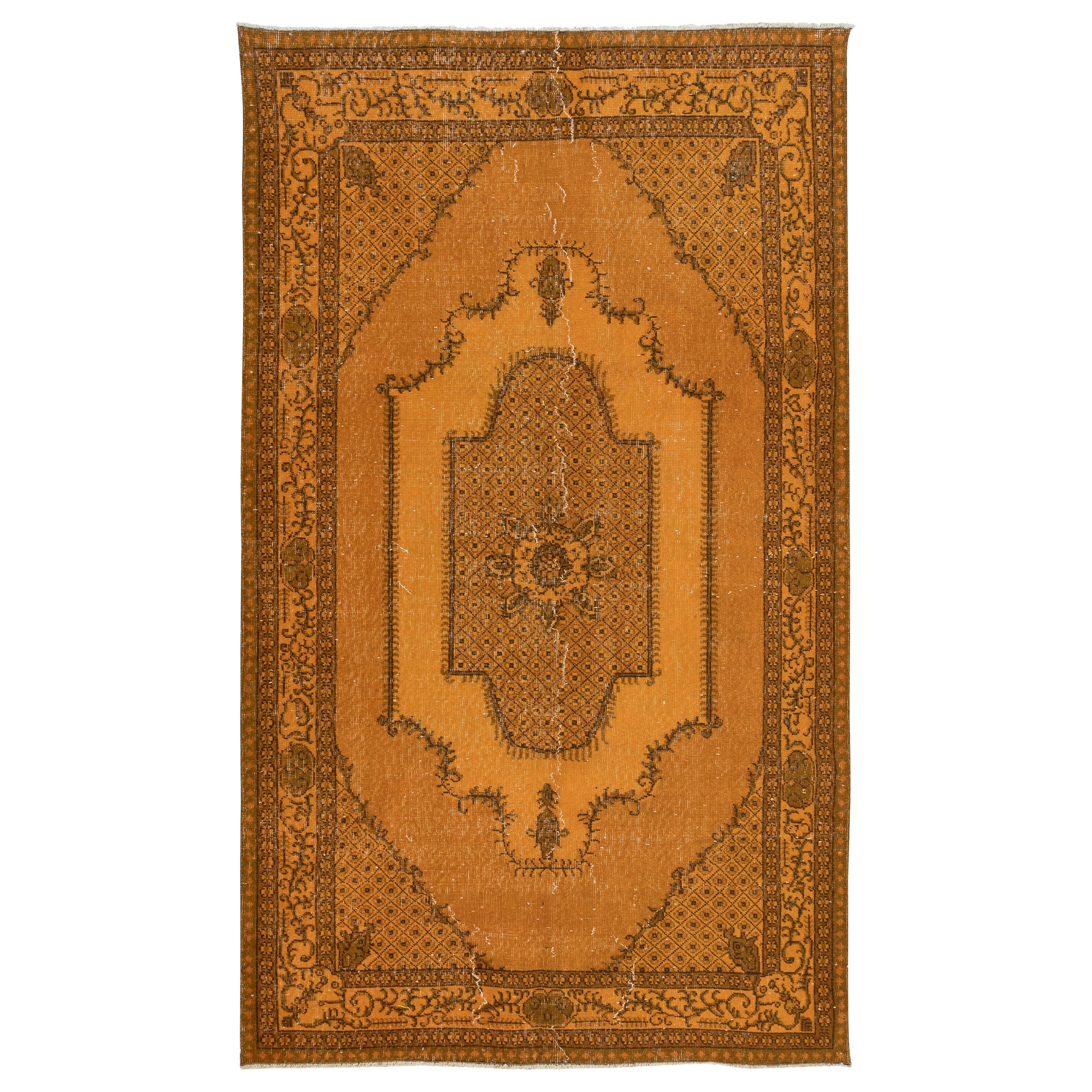 5.5x9 Ft Modernity Handmade Turkish Area Rug with Medallion Design in Orange (Tapis turc à motifs de médaillons)