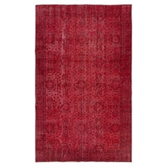 5.5x9 Ft roter handgefertigter türkischer Vorleger. Vintage Floral Design Teppich