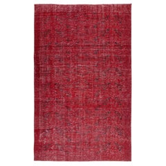 5.5x9 Ft Rot gefärbter Wollteppich. Vintage Turkish Handmade Area Rug für Schlafzimmer