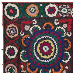 5.5x9 Ft Silk Embroidery Bedspread, Uzbek Suzani Tapestry, 1970's Colorful Throw