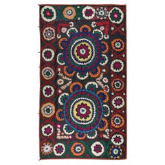5.5x9 Ft Silk Hand Embroidered Bedspread, Vintage Suzani Tapestry, Uzbek Throw