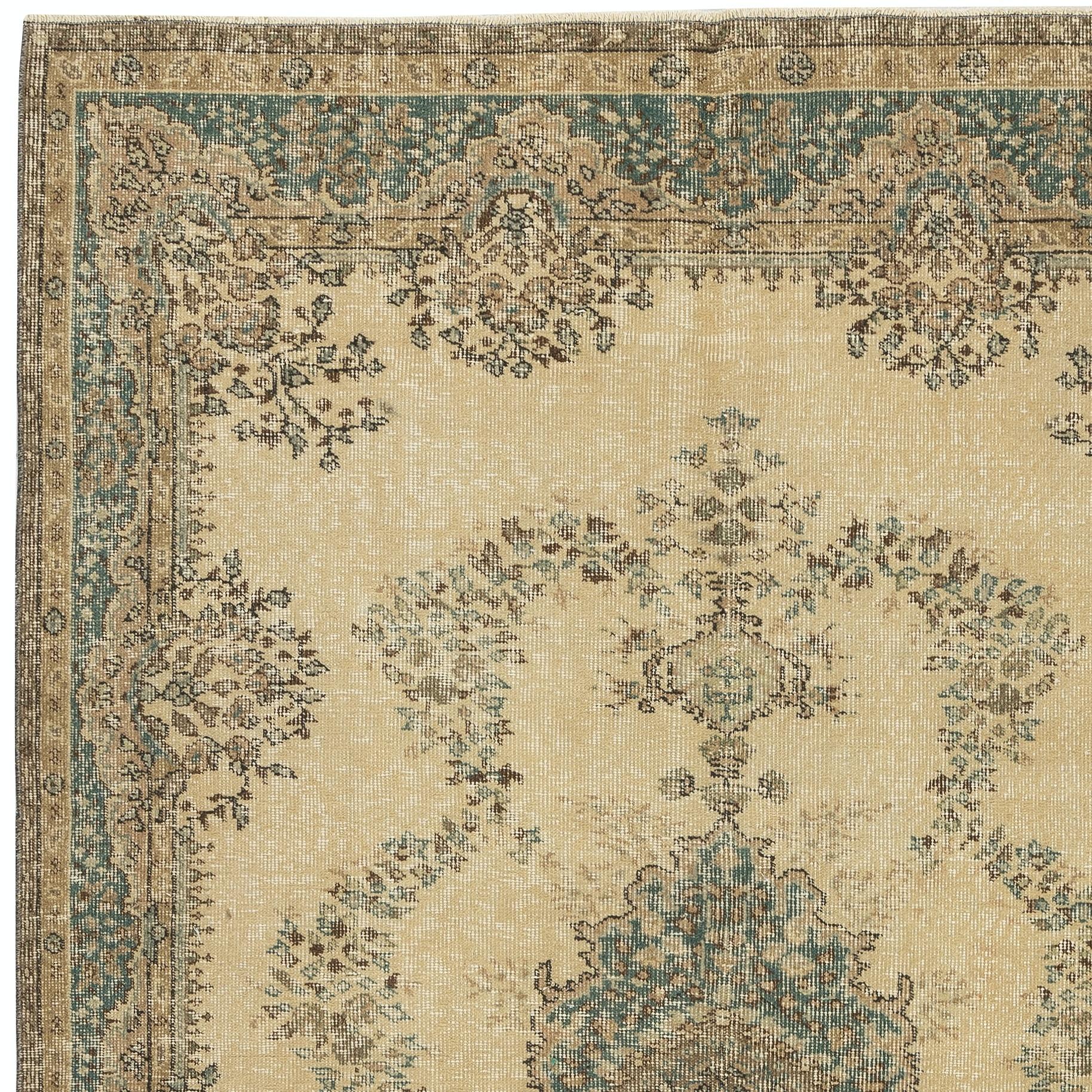 5.5x9 Ft Vintage Handmade Türkischen Bereich Teppich für Bauernhaus und Boho Interieurs im Zustand „Gut“ im Angebot in Spring Valley, NY