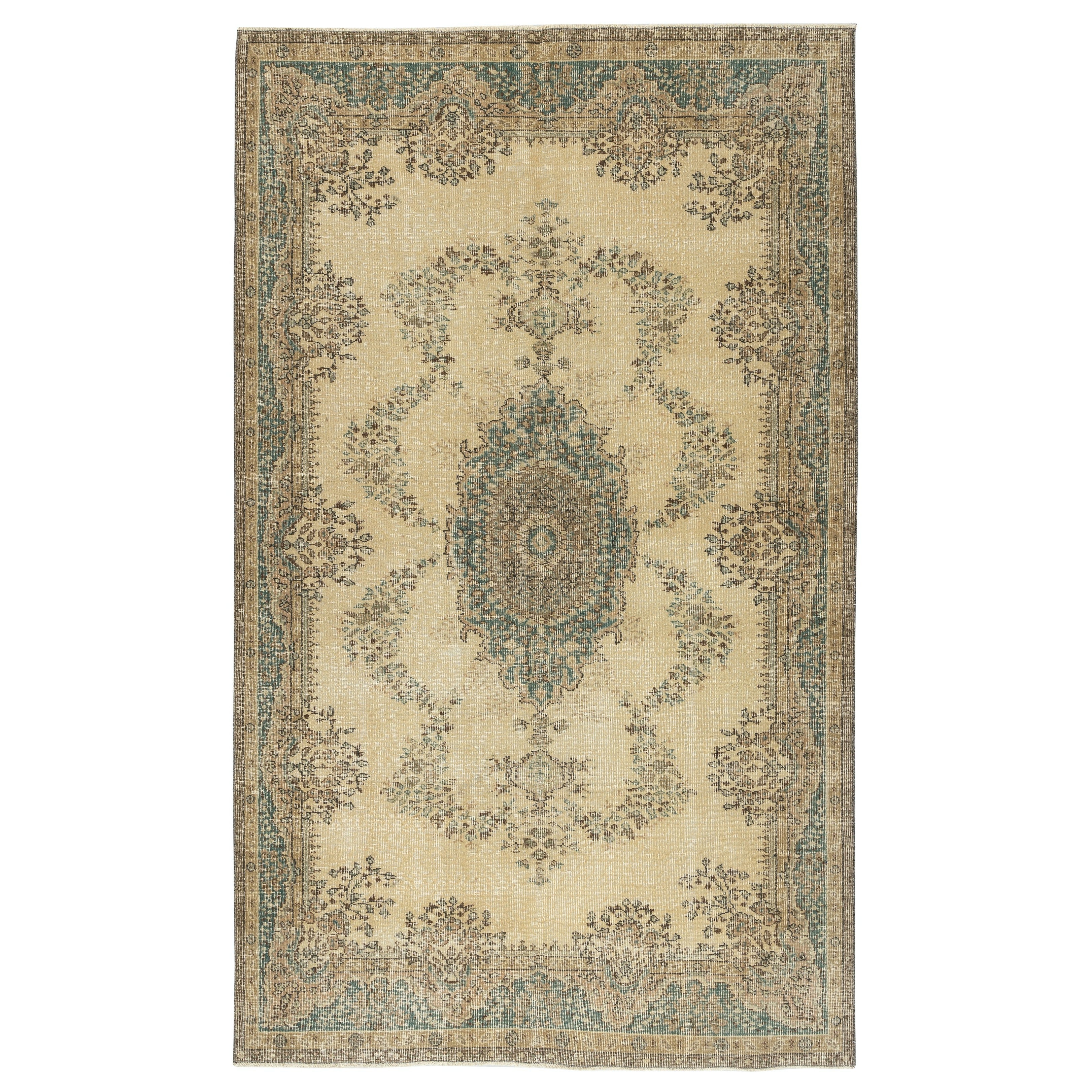 5.5x9 Ft Vintage Handmade Türkischen Bereich Teppich für Bauernhaus und Boho Interieurs