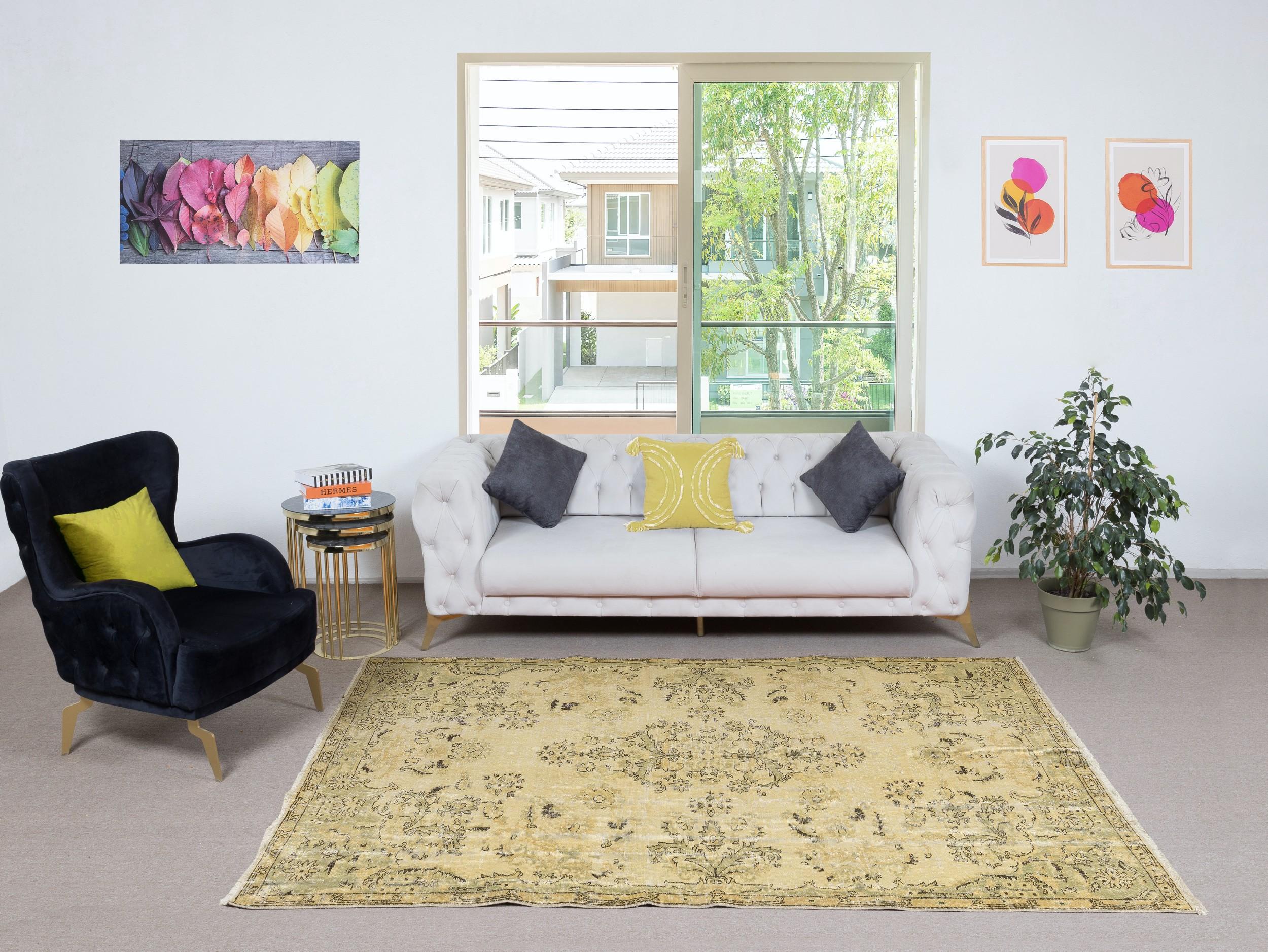 Our over-dyed rugs are all hand-knotted vintage pieces that are recreated in our workshop to cater to a wider range of interior design choices from modern to coastal, from industrial to rustic/cottage. These 50 to 70 year-old rugs were hand-knotted