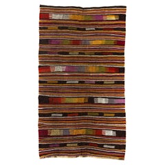5.5x9.2 Ft Colorful Used Anatolian Kilim, Wool Flatweave Rug, Floor Covering