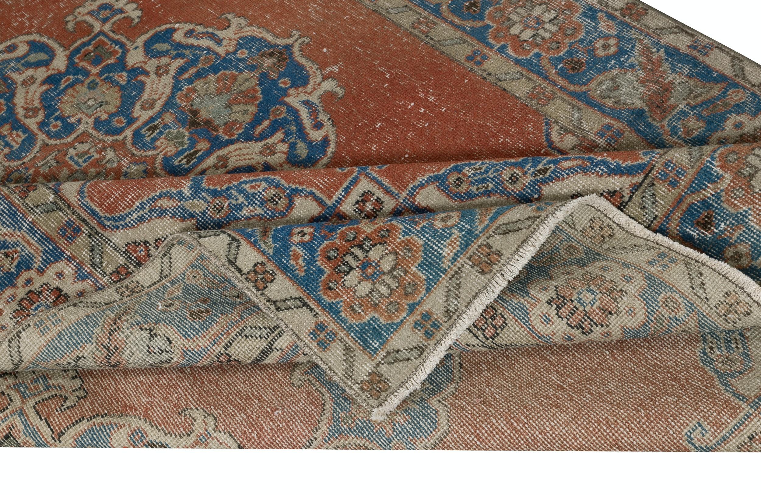 5.5x9.2 Ft Hand geknüpft Vintage türkische Wolle Bereich Teppich mit Medaillon Design (Rustikal) im Angebot
