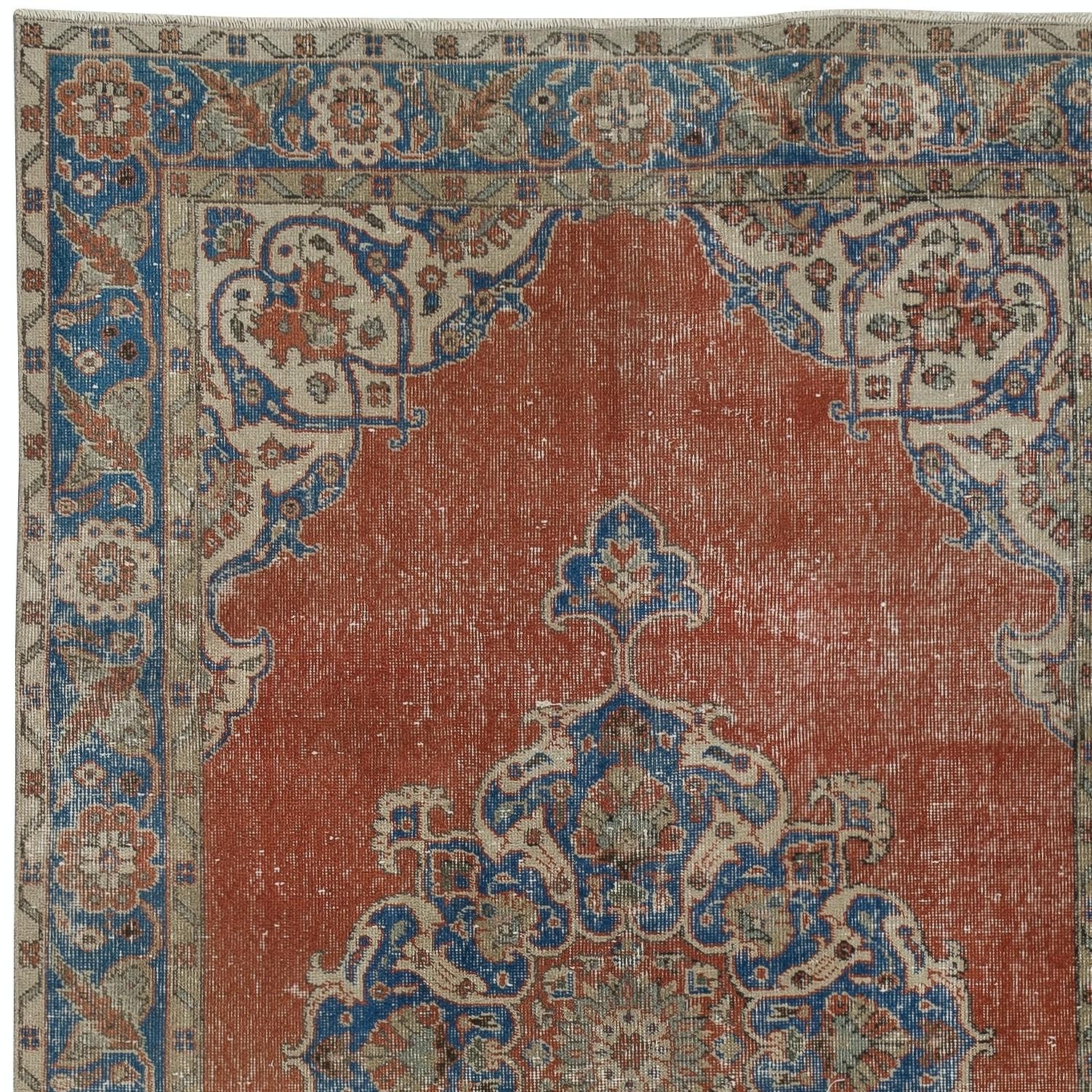 5.5x9.2 Ft Hand geknüpft Vintage türkische Wolle Bereich Teppich mit Medaillon Design (Türkisch) im Angebot