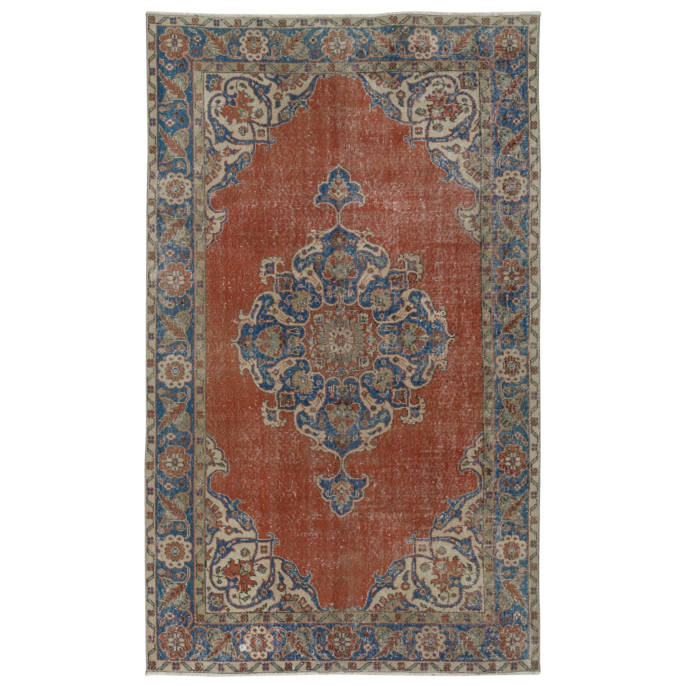 5.5x9.2 Ft Hand geknüpft Vintage türkische Wolle Bereich Teppich mit Medaillon Design