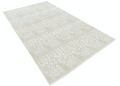 5.5x9.2 ft Handgeknüpft Floral Teppich, Beige Wolle Bereich Teppich, Botanical Pattern Carpet