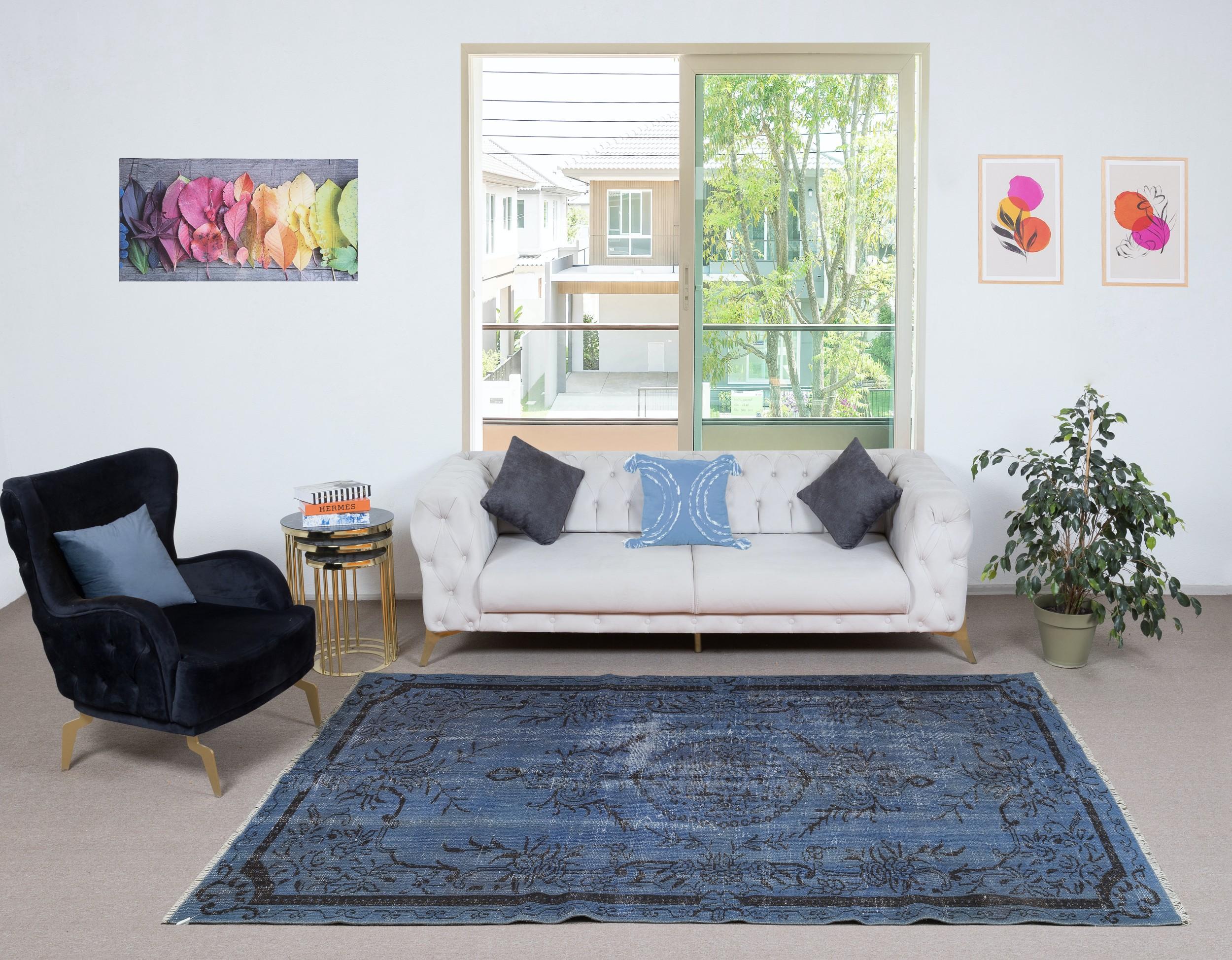 Our over-dyed rugs are all hand-knotted vintage pieces that are recreated in our workshop to cater to a wider range of interior design choices from modern to coastal, from industrial to rustic/cottage. These 50 to 70 year-old rugs were hand-knotted