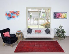 5.5x9.2 Ft Modern Area Rug in Red, Handwoven and Handknotted in Turkey