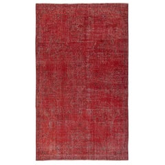 5.5x9.2 Ft Vintage handgefertigte türkische Bereich Teppich Redyed in Rot für moderne Interieurs