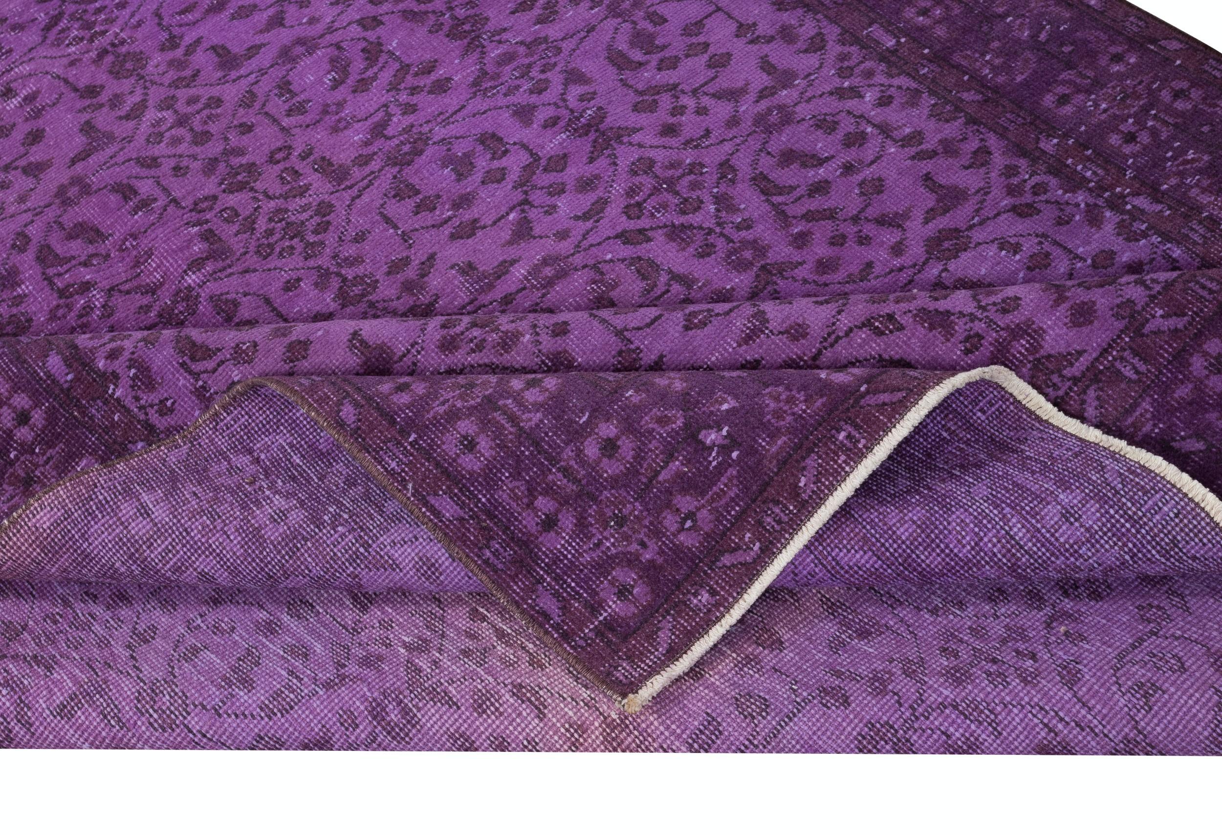 Turkish 5.5x9.3 Ft Modern Anti-bacterial Area Rug in Purple, Hand-Made in Turkey For Sale