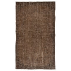 5.5x9.3 Ft Vintage Handmade Türkischer Teppich Overdyed in Braun für moderne Innenräume