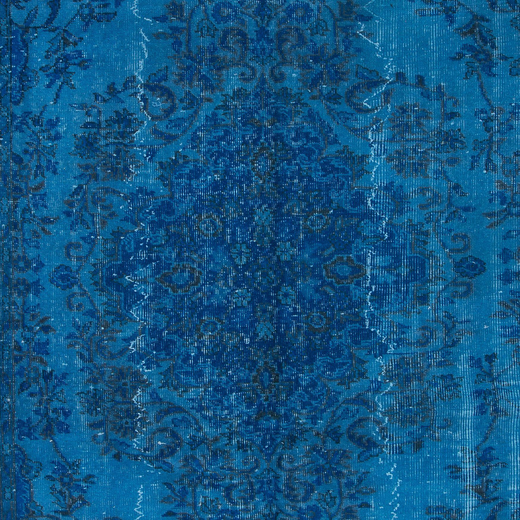 Modern 5.5x9.4 Ft Blue Home Decor Carpet, Contemporary Handmade Turkish Sparta Rug For Sale
