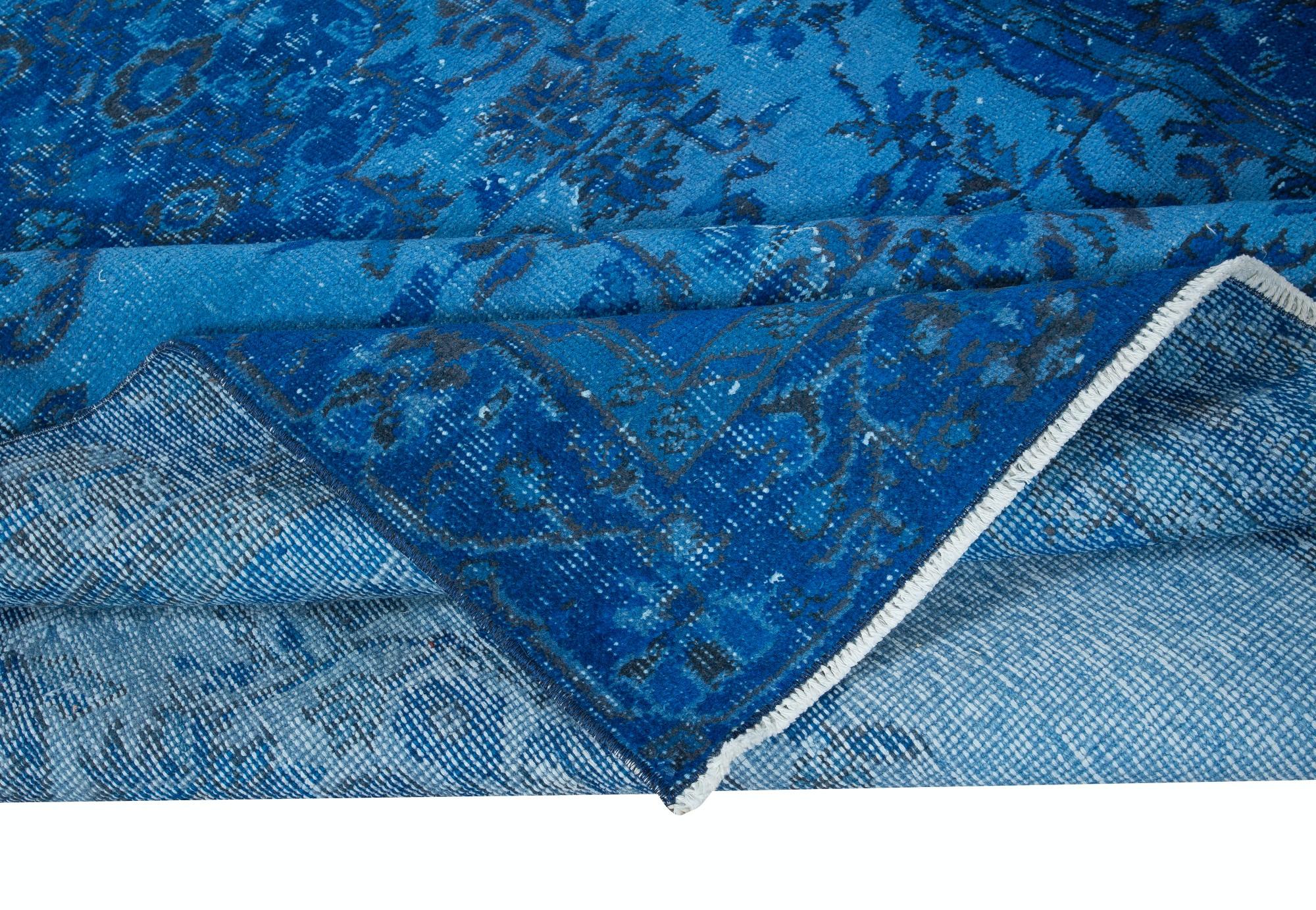 5.5x9.4 Ft Blue Home Decor Carpet, Contemporary Handmade Turkish Sparta Rug (Türkisch) im Angebot