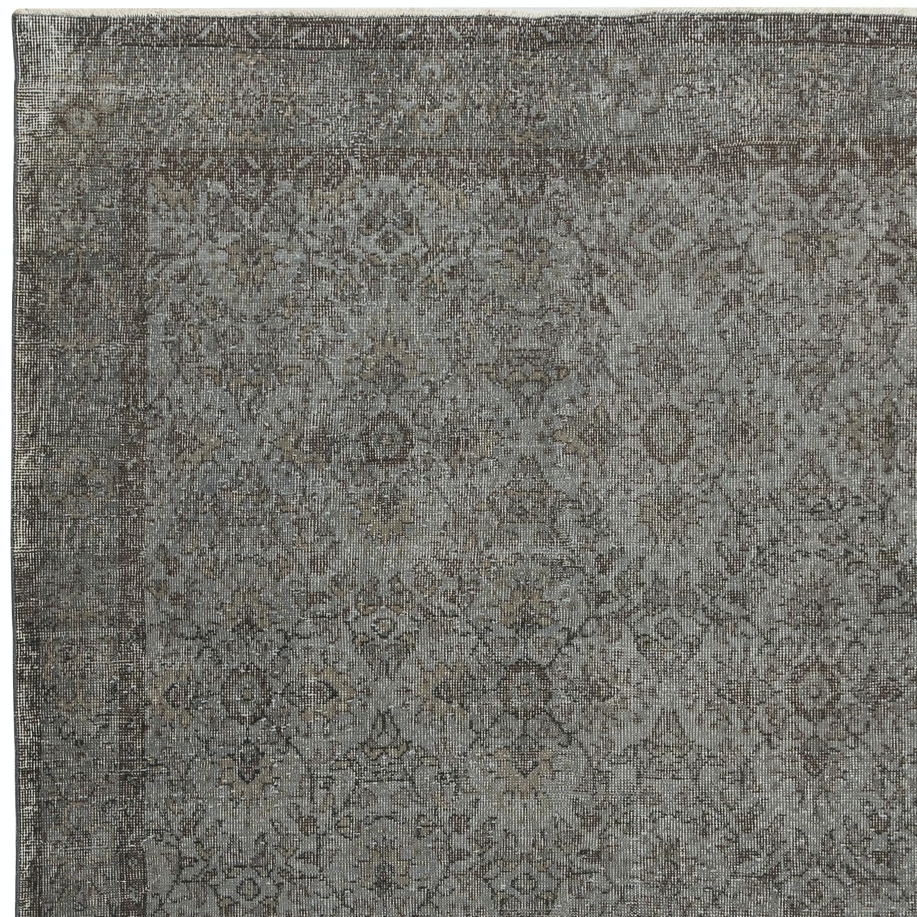 5.5x9.5 Ft Grauer Handgefertigter Türkischer Teppich. Vintage-Teppich für moderne Innenräume im Zustand „Gut“ im Angebot in Spring Valley, NY