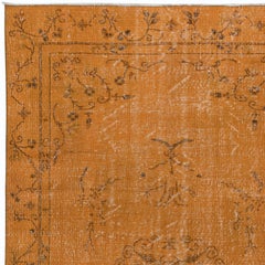 5.5x9.6 Ft Handmade Art Deco Rug, Orange Carpet for Dining Room & Living Room