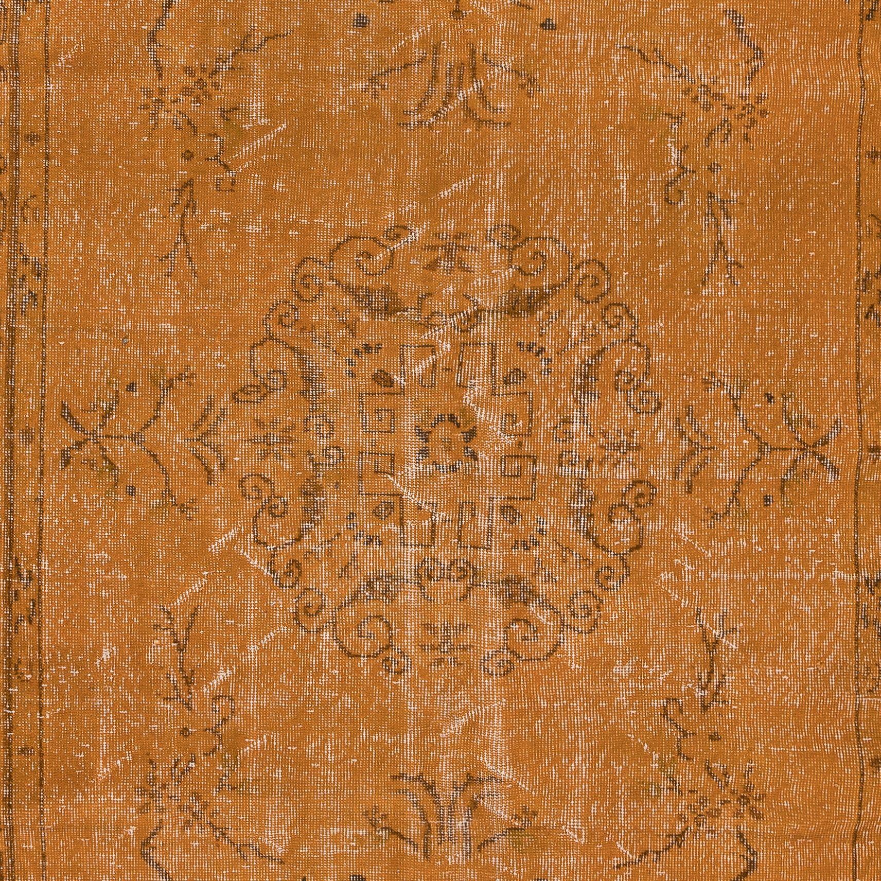 Handgefertigter Art-Déco-Teppich, 5,5x9.6 Ft, orangefarbener Teppich für Esszimmer und Wohnzimmer (Art déco) im Angebot