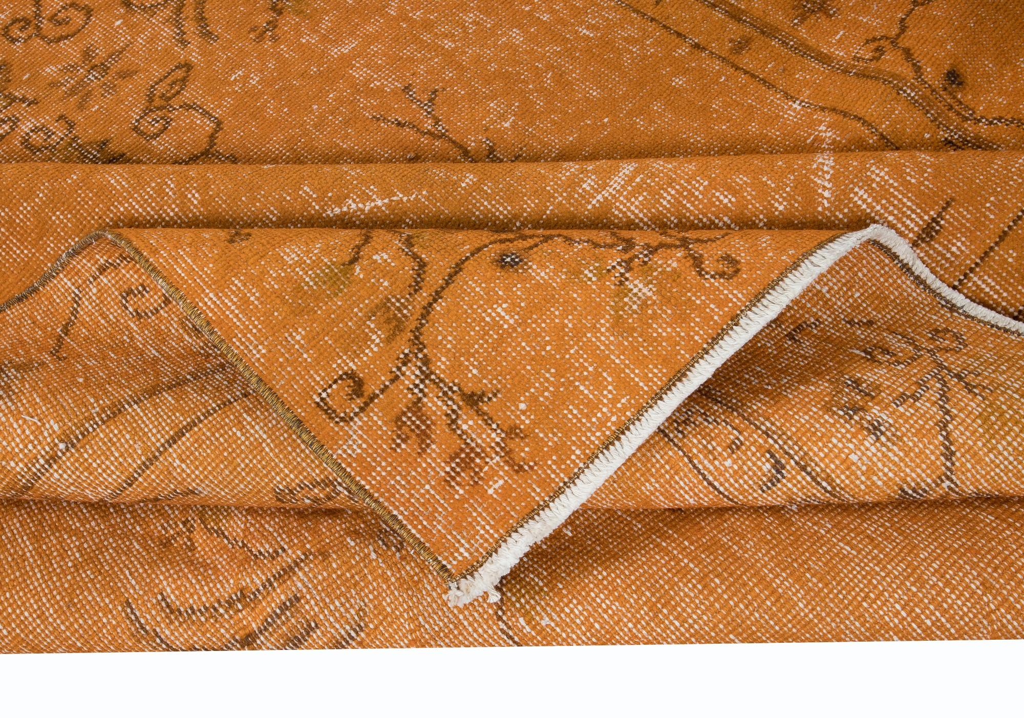 Handgefertigter Art-Déco-Teppich, 5,5x9.6 Ft, orangefarbener Teppich für Esszimmer und Wohnzimmer (Türkisch) im Angebot