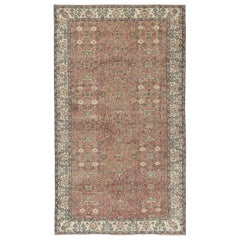 5.5x9.6 Ft Tappeto rosso turco vintage fatto a mano con motivo floreale per il soggiorno