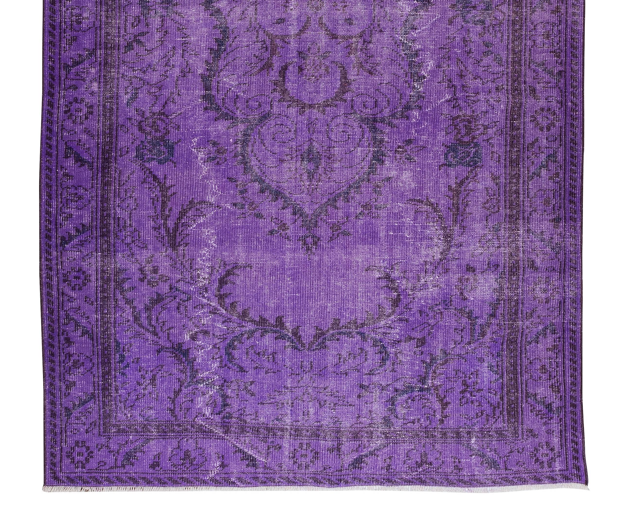 20th Century Vintage Handmade Turkish Rug Over-Dyed in Purple for Modern Interiors For Sale