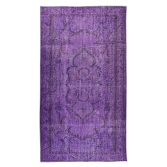 Vintage Handmade Turkish Rug Over-Dyed in Purple for Modern Interiors