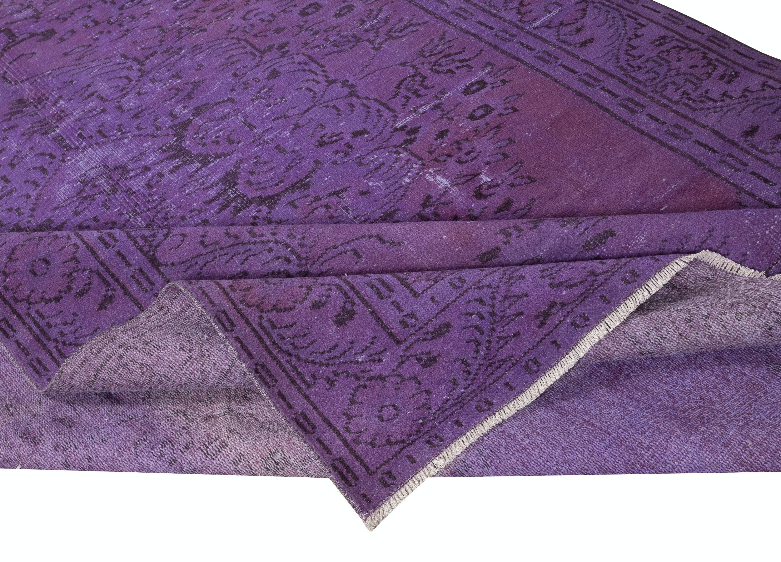 Moderner lilafarbener 5,5x9.7 Ft moderner Teppich, handgefertigter türkischer Teppich, böhmischer Wohndekor (Türkisch) im Angebot