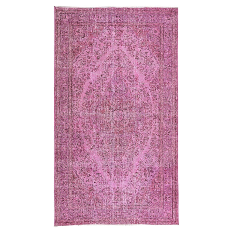 Turkish 1960s Handmade Rug Over-Dyed in Pink for Modern Interiors For ...