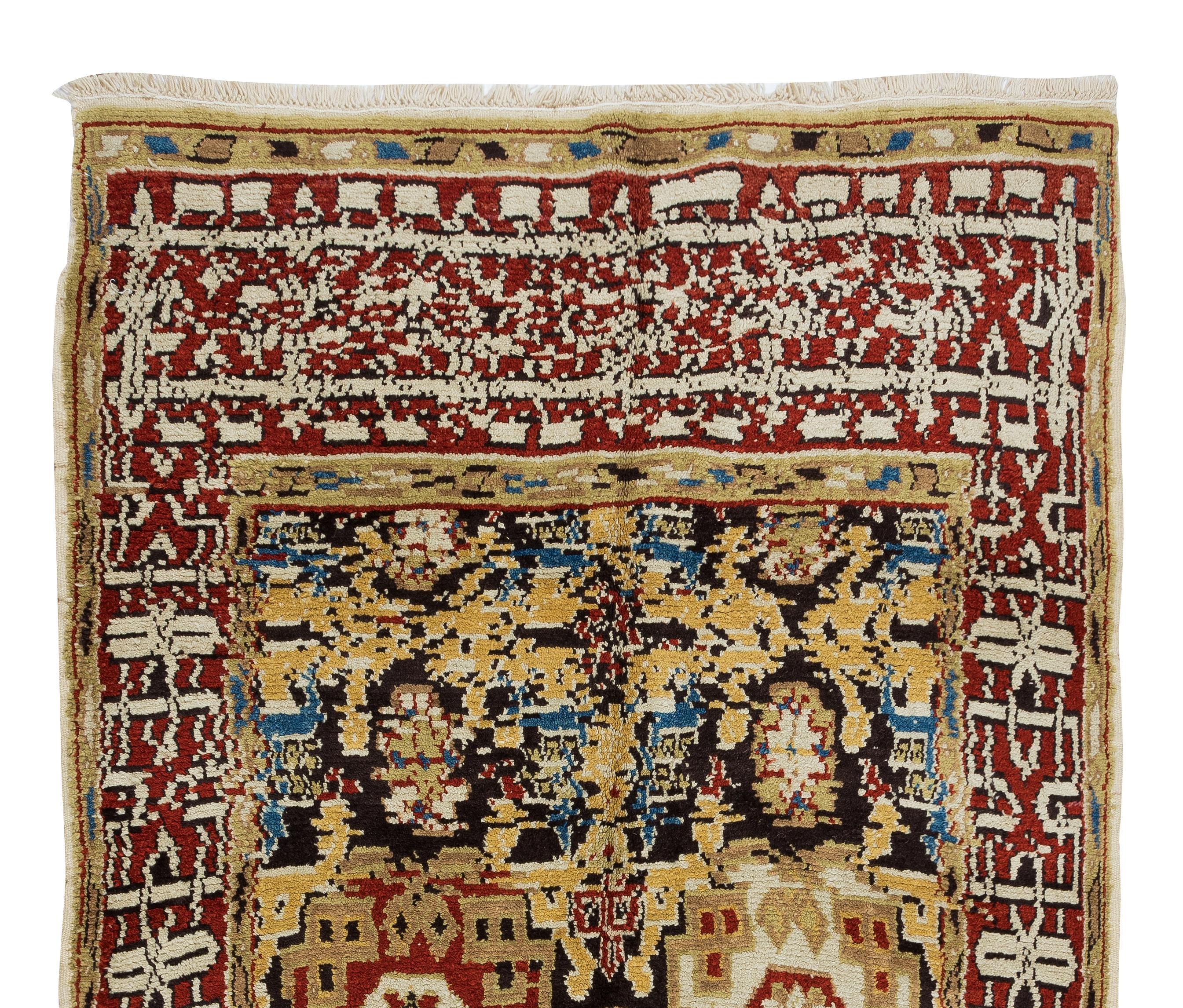 Türkischer Yoruk-Teppich im Vintage-Stil, 5,5x9.7 Ft, aus 100 % Wolle, handgefertigter Boho-Deko-Teppich (Handgeknüpft) im Angebot