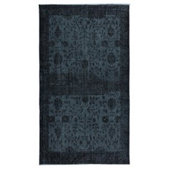 5.5x9.8 Ft Black Wool Area Rug for Modern Interiors, Hand-Knotted in Turkey (Tapis de laine noir pour intérieurs modernes, noué à la main en Turquie)