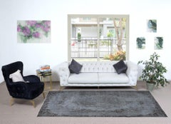 5.5x9.8 Ft Contemporary Overdyed Hand Knotted Wool Grey Area Rug from Turkey