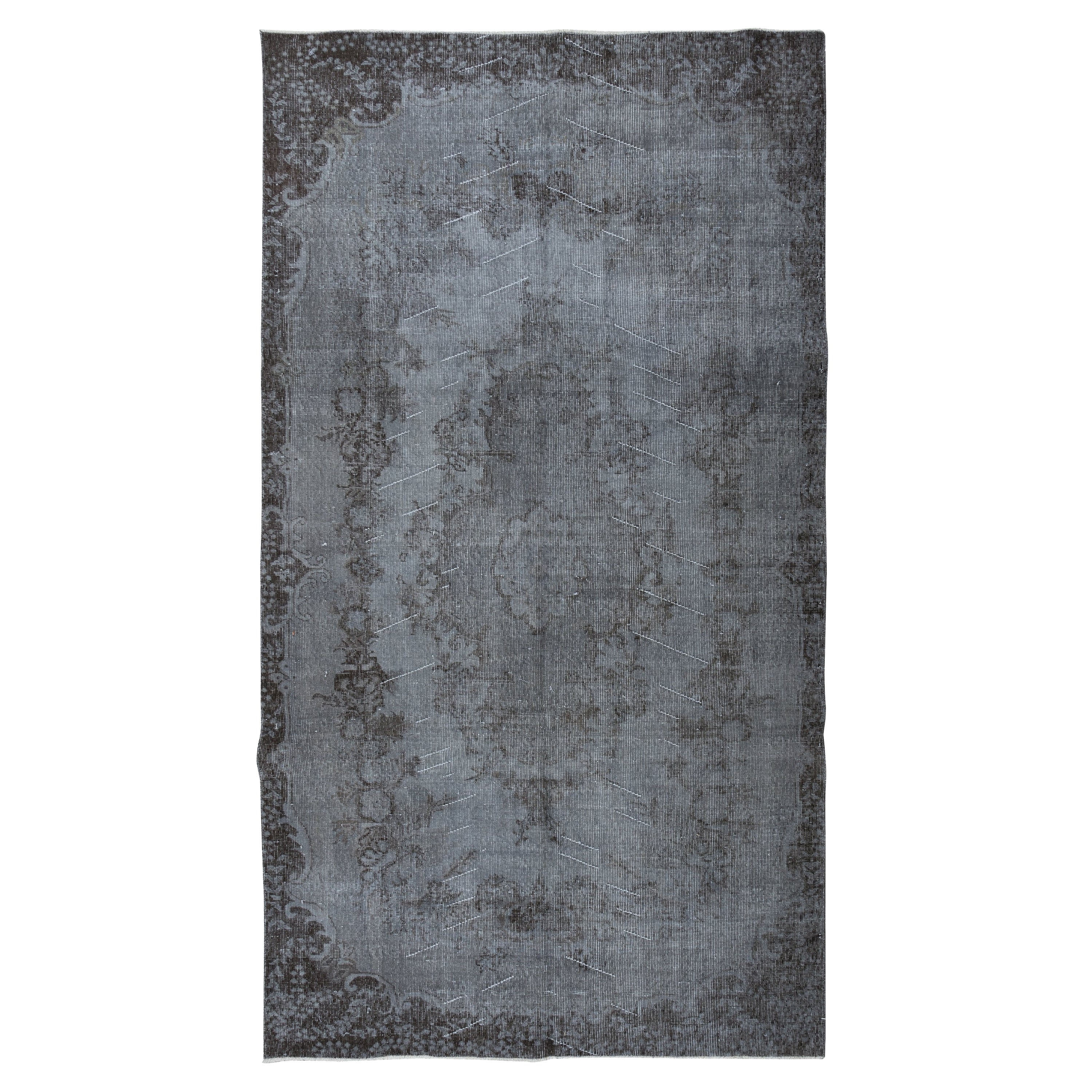 5.5x9.8 Ft Contemporary Overdyed Hand Knotted Wool Grey Area Rug aus der Türkei